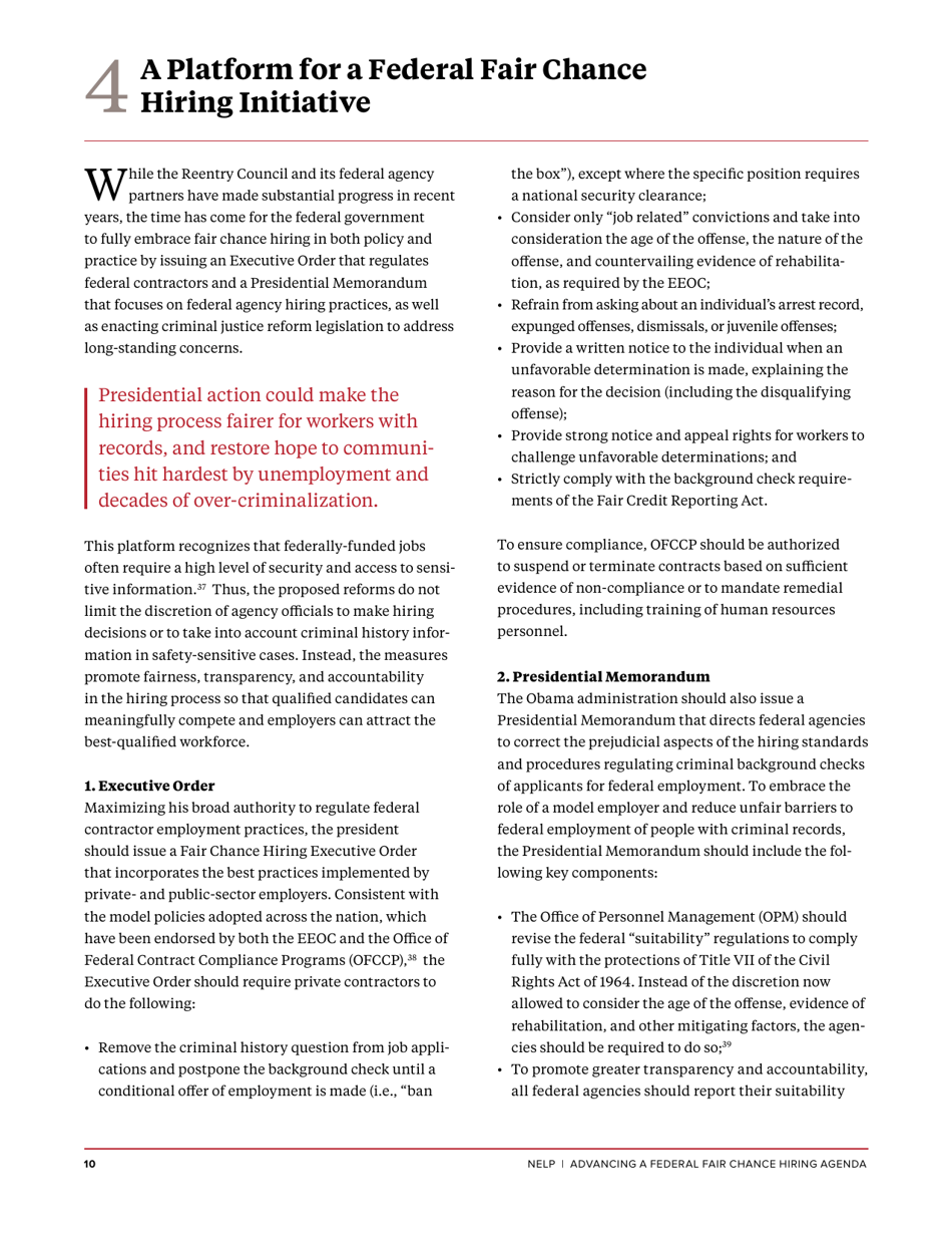 Advancing a Federal Fair Chance Hiring Agenda - Maurice Emsellem, Michelle Natividad Rodriguez (Nelp), Page 12