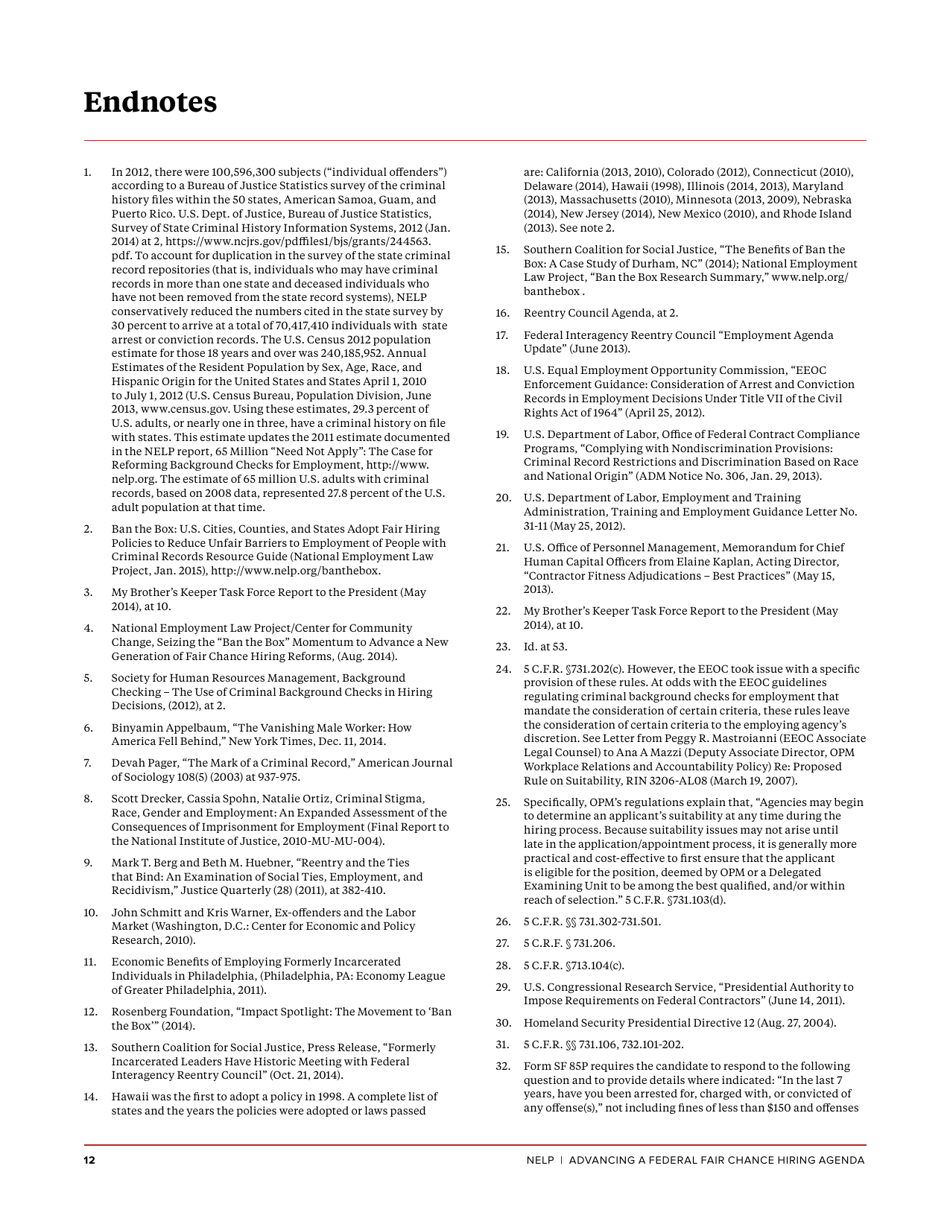Advancing a Federal Fair Chance Hiring Agenda - Maurice Emsellem, Michelle Natividad Rodriguez (Nelp), Page 14