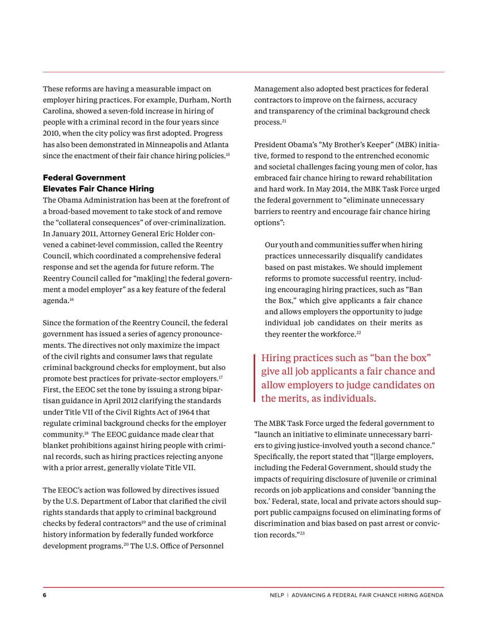 Advancing a Federal Fair Chance Hiring Agenda - Maurice Emsellem, Michelle Natividad Rodriguez (Nelp), Page 8