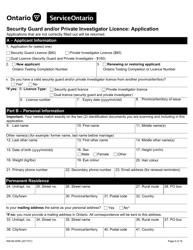Form 008-06-005E &quot;Security Guard and/or Private Investigator Licence Application Form&quot; - Ontario, Canada, Page 9