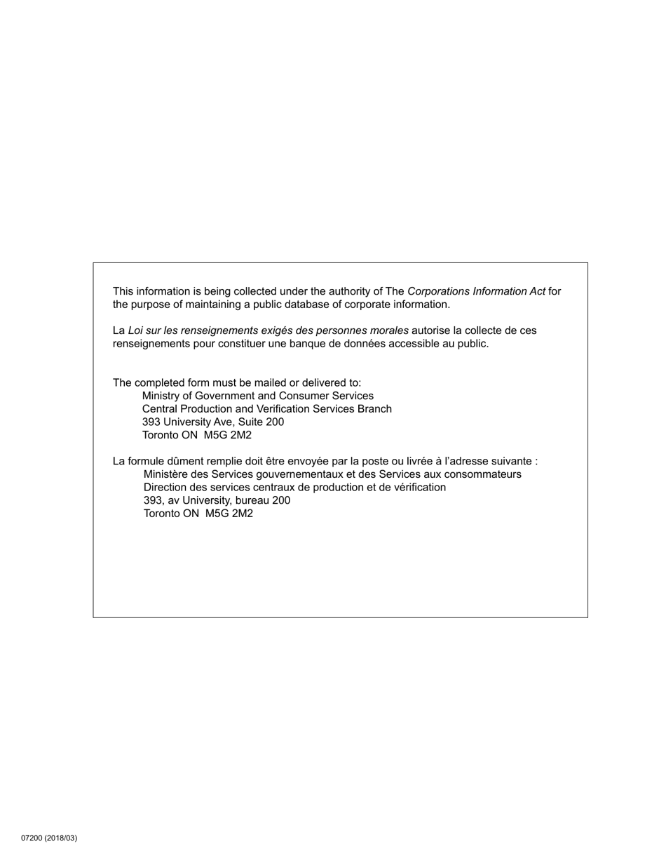 Form 1 Initial Return / Notice of Change - Ontario, Canada (English / French), Page 11