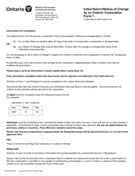 Form 1 &quot;Initial Return/Notice of Change&quot; - Ontario, Canada (English/French), Page 2