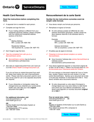Form 4297-82 &quot;Health Card Renewal&quot; - Ontario, Canada (English/French)