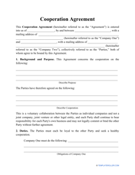 Document preview: Cooperation Agreement Template