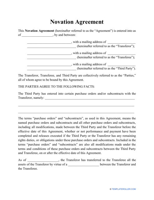 Novation Agreement Template