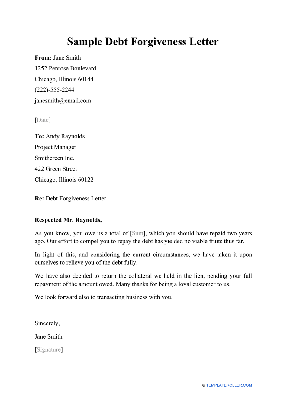 Forgiveness Letter Template