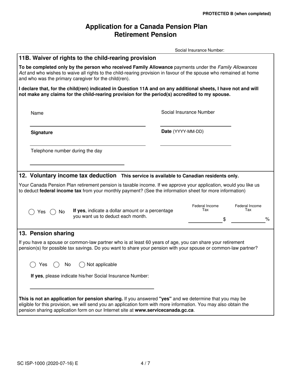 Printable Application For Canada Pension Plan