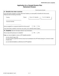 Form ISP-1000 &quot;Application for a Canada Pension Plan Retirement Pension&quot; - Canada, Page 5