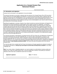 Form ISP-1000 &quot;Application for a Canada Pension Plan Retirement Pension&quot; - Canada, Page 6