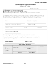 Form ISP-1000 &quot;Application for a Canada Pension Plan Retirement Pension&quot; - Canada, Page 7