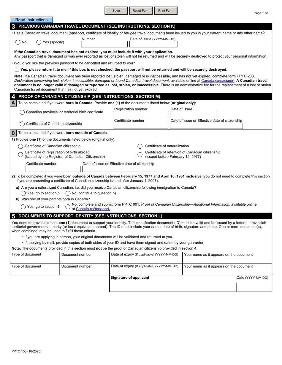 Form PPTC153 - Fill Out, Sign Online and Download Fillable PDF, Canada ...