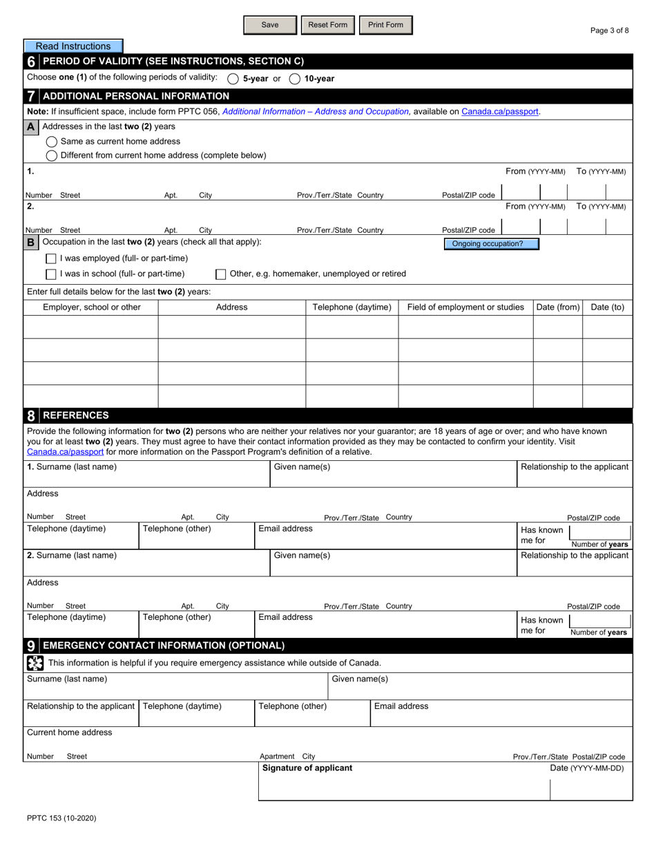 Form PPTC153 - Fill Out, Sign Online and Download Fillable PDF, Canada ...