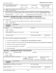 Form SC ISP-1200 &quot;Application for Canada Pension Plan Death Benefit&quot; - Canada, Page 2