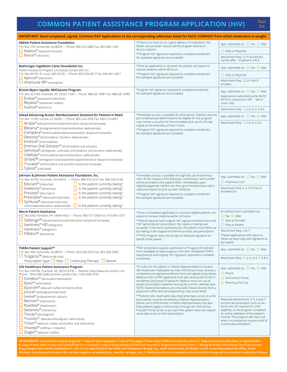 Common Patient Assistance Program Application Hiv Nastad Download Fillable Pdf Templateroller 1209