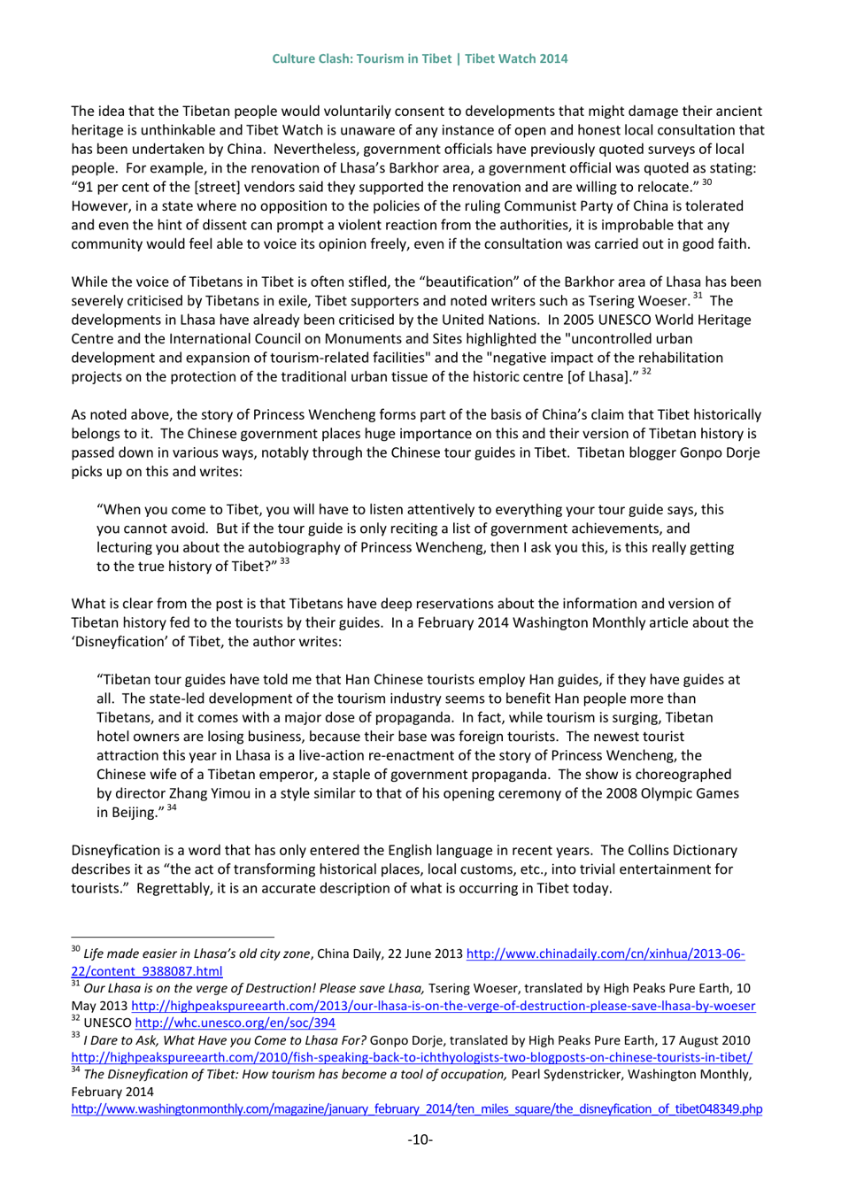 Culture Clash: Tourism in Tibet - Tibet Watch Thematic Report, Page 13