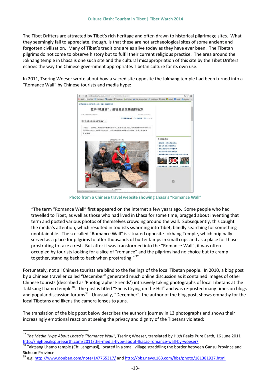 Culture Clash: Tourism in Tibet - Tibet Watch Thematic Report, Page 16