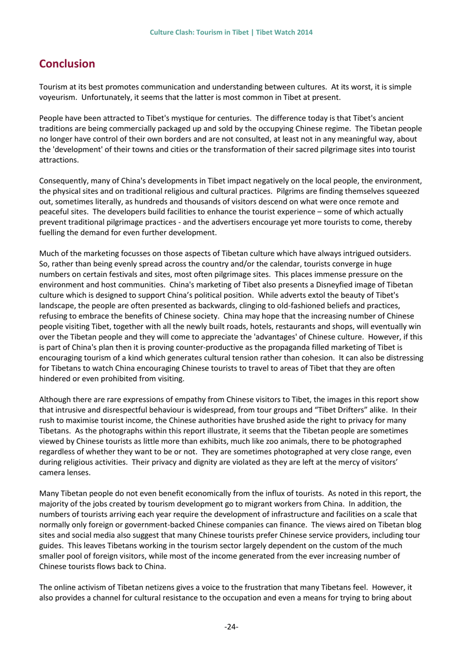 Culture Clash: Tourism in Tibet - Tibet Watch Thematic Report, Page 27