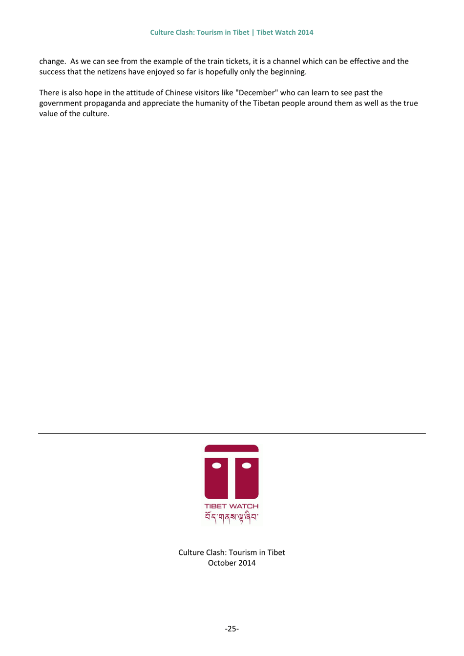 Culture Clash: Tourism in Tibet - Tibet Watch Thematic Report, Page 28
