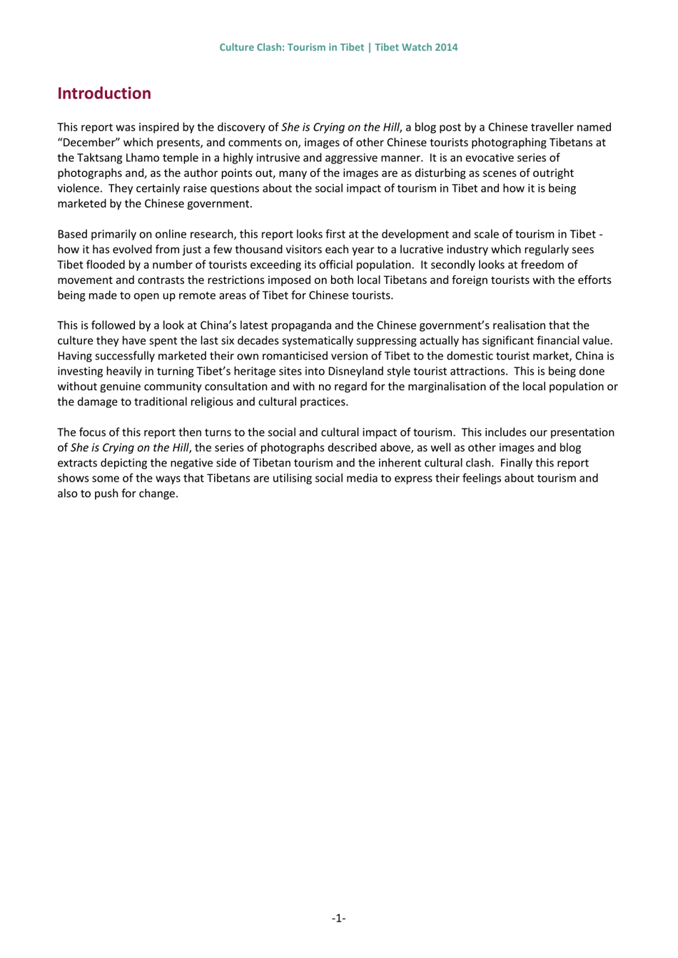 Culture Clash: Tourism in Tibet - Tibet Watch Thematic Report, Page 4