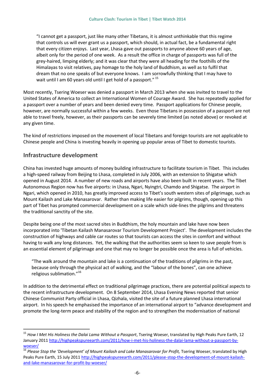 Culture Clash: Tourism in Tibet - Tibet Watch Thematic Report, Page 9