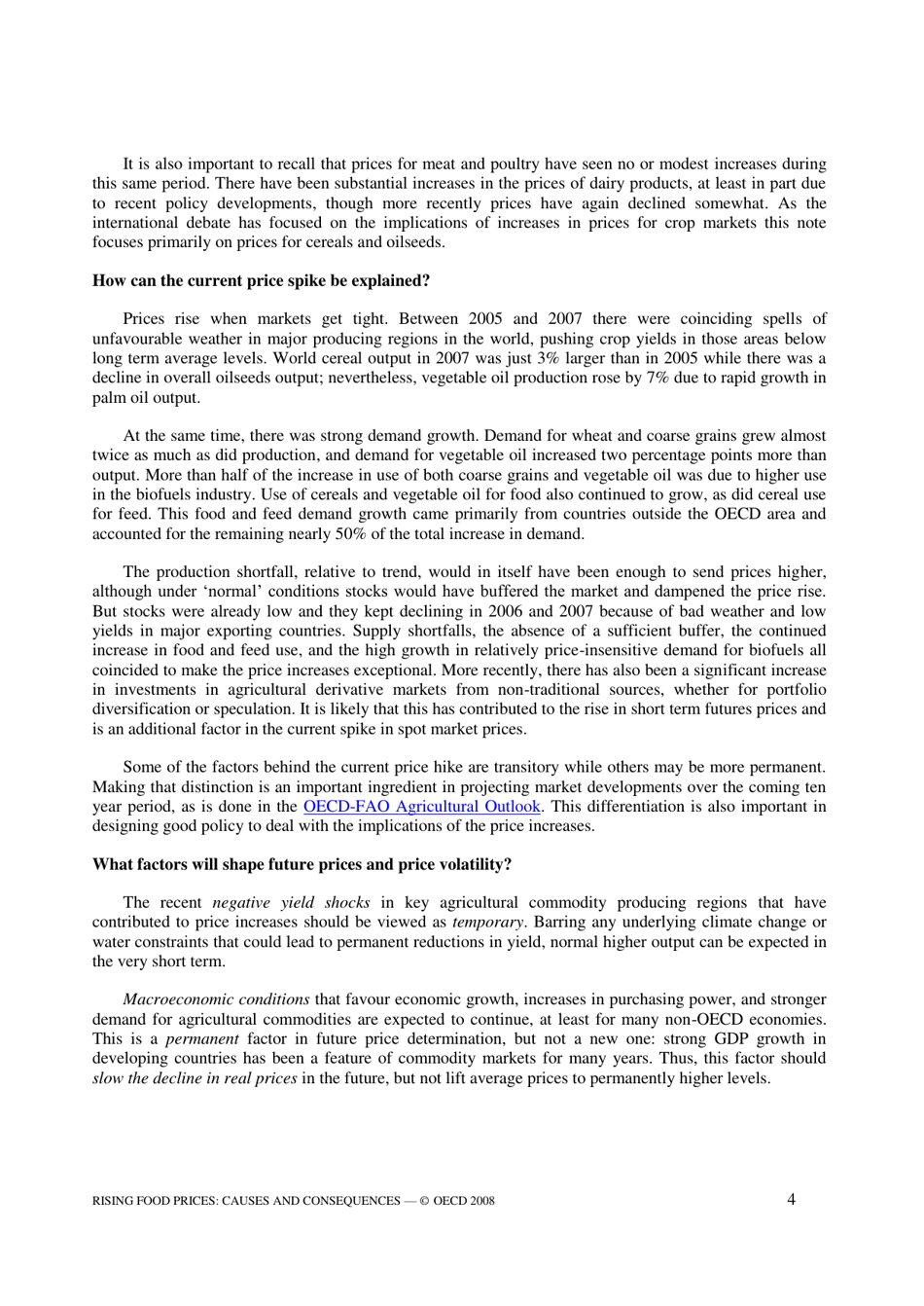 Rising Food Prices: Causes and Consequences - Organisation for Economic Co-operation and Development (Oecd), Page 4