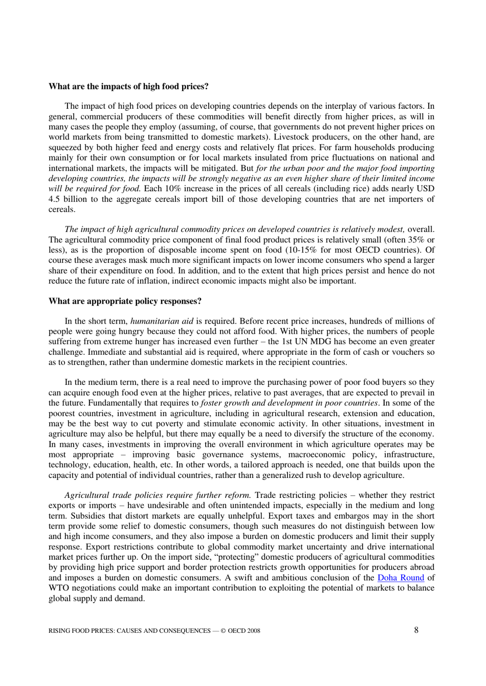 Rising Food Prices: Causes and Consequences - Organisation for Economic Co-operation and Development (Oecd), Page 8