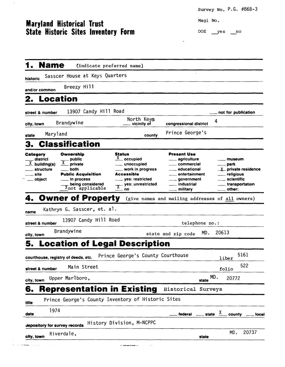 Sample State Historic Sites Inventory Form - Maryland, Page 12
