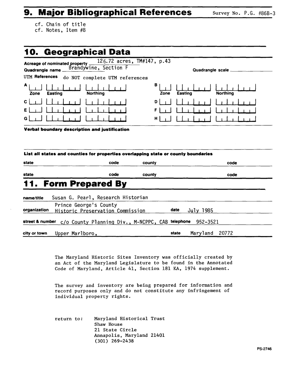 Sample State Historic Sites Inventory Form - Maryland, Page 15