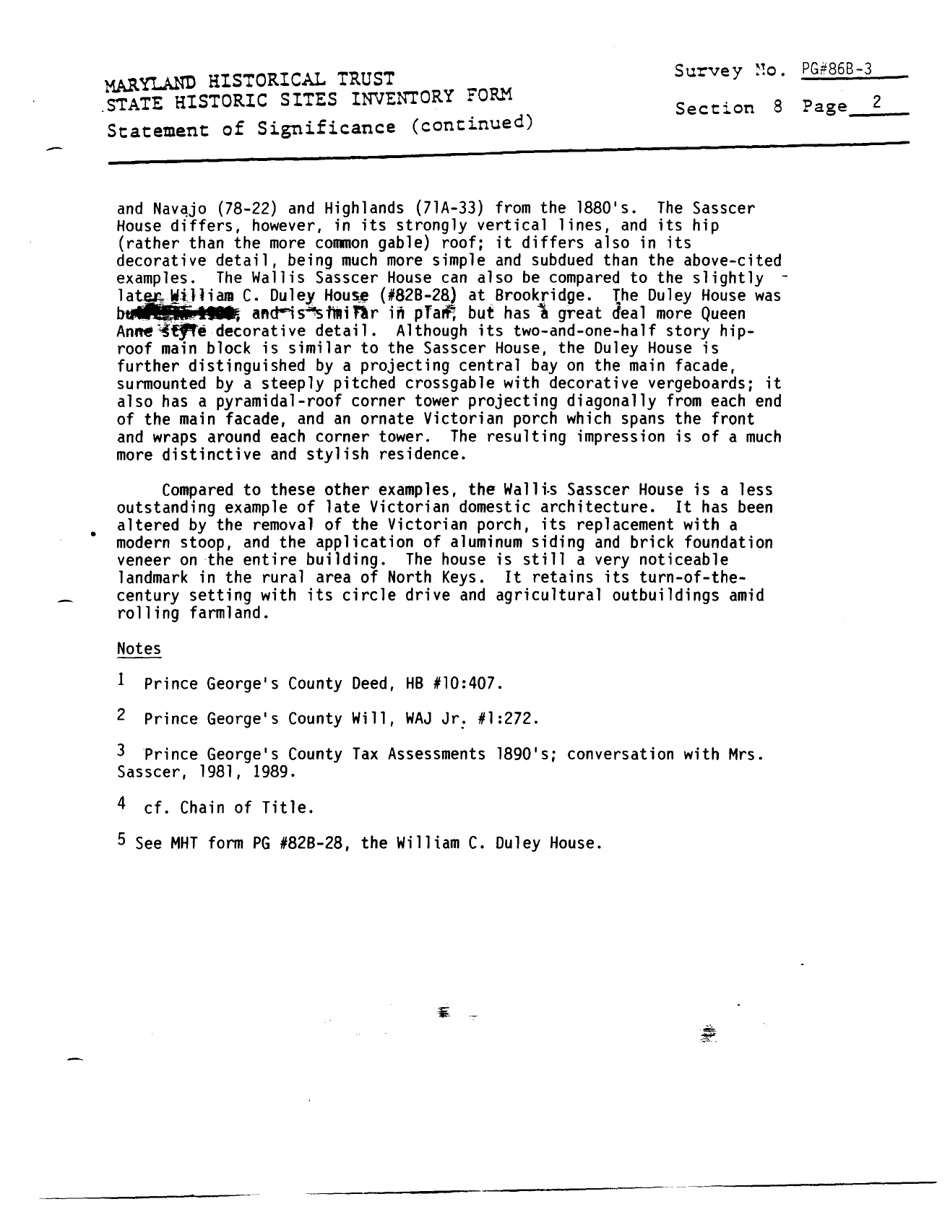 Sample State Historic Sites Inventory Form - Maryland, Page 6