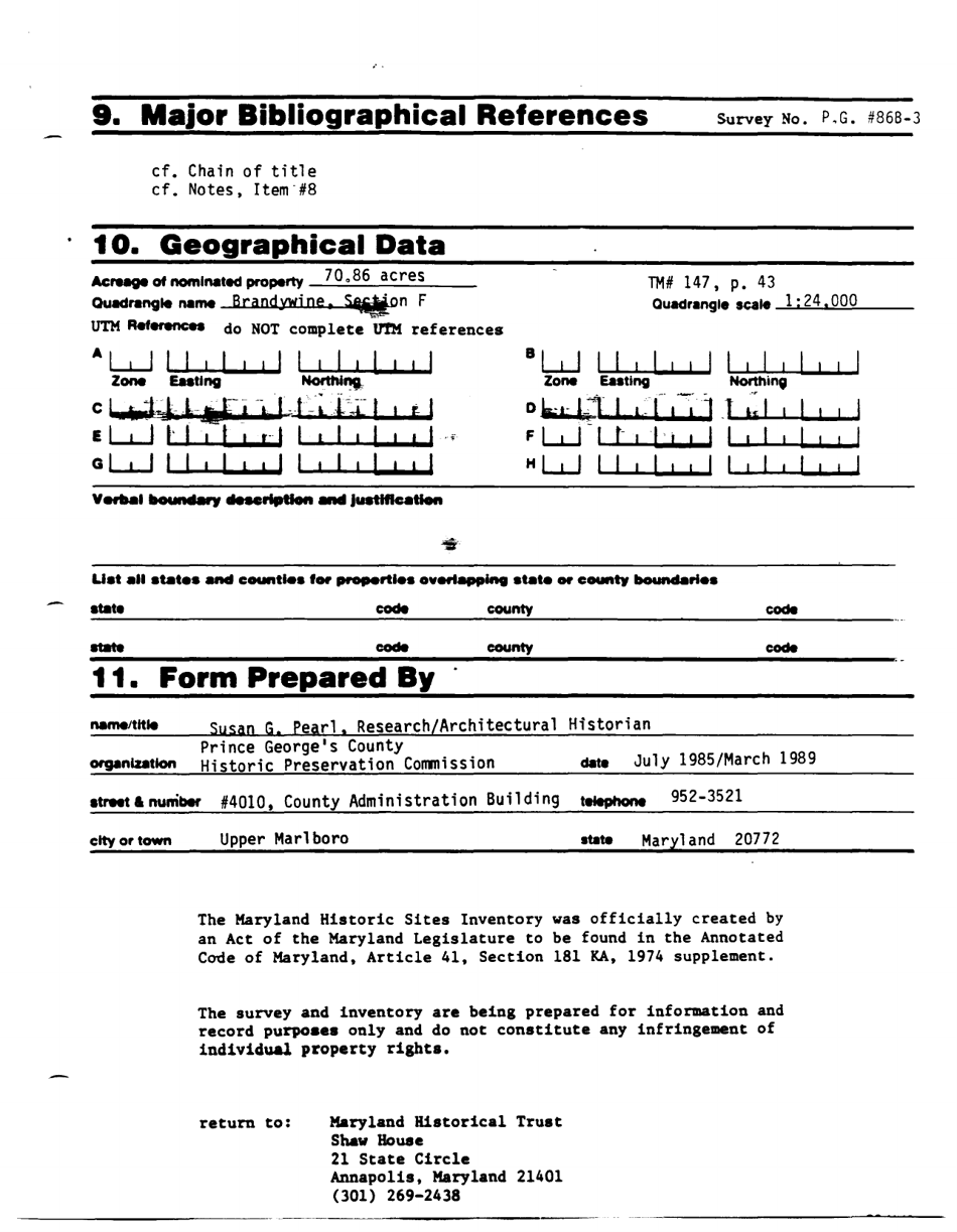 Sample State Historic Sites Inventory Form - Maryland, Page 7