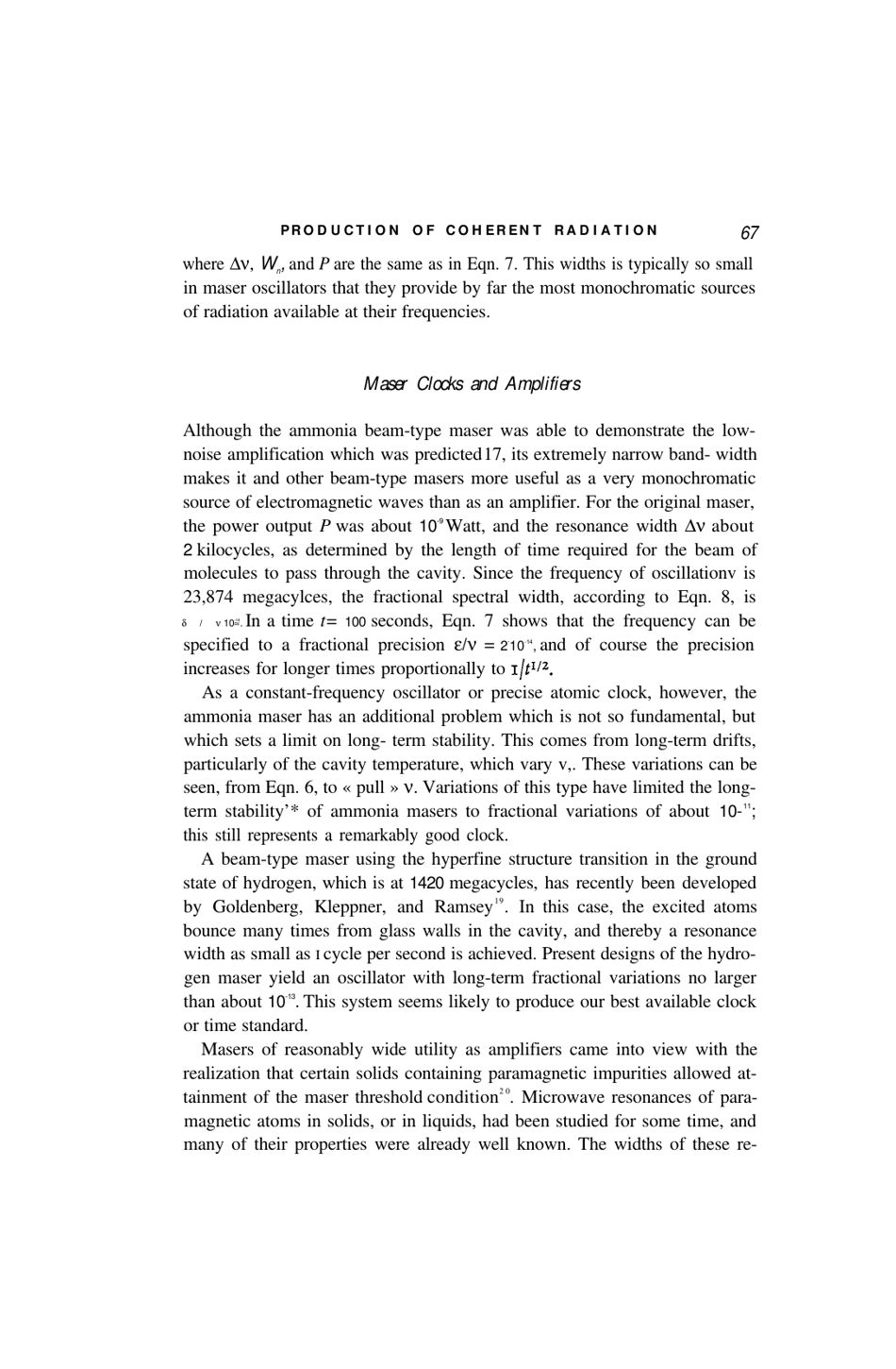 Production of Coherent Radiation by Atoms and Molecules - Charles H. Townes, Nobel Lecture, Page 10