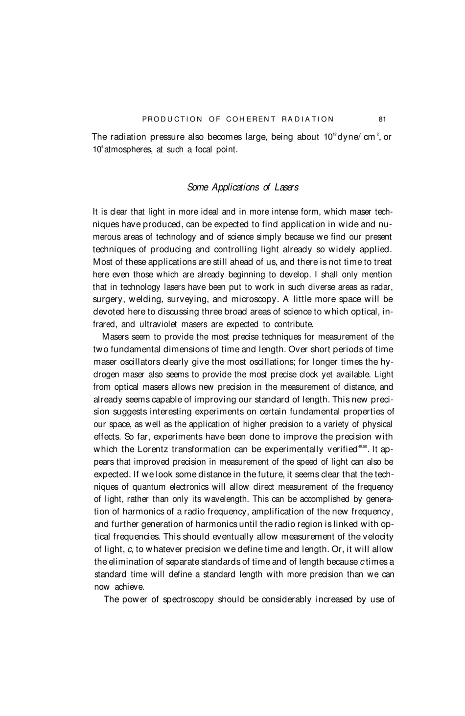 Production of Coherent Radiation by Atoms and Molecules - Charles H. Townes, Nobel Lecture, Page 24