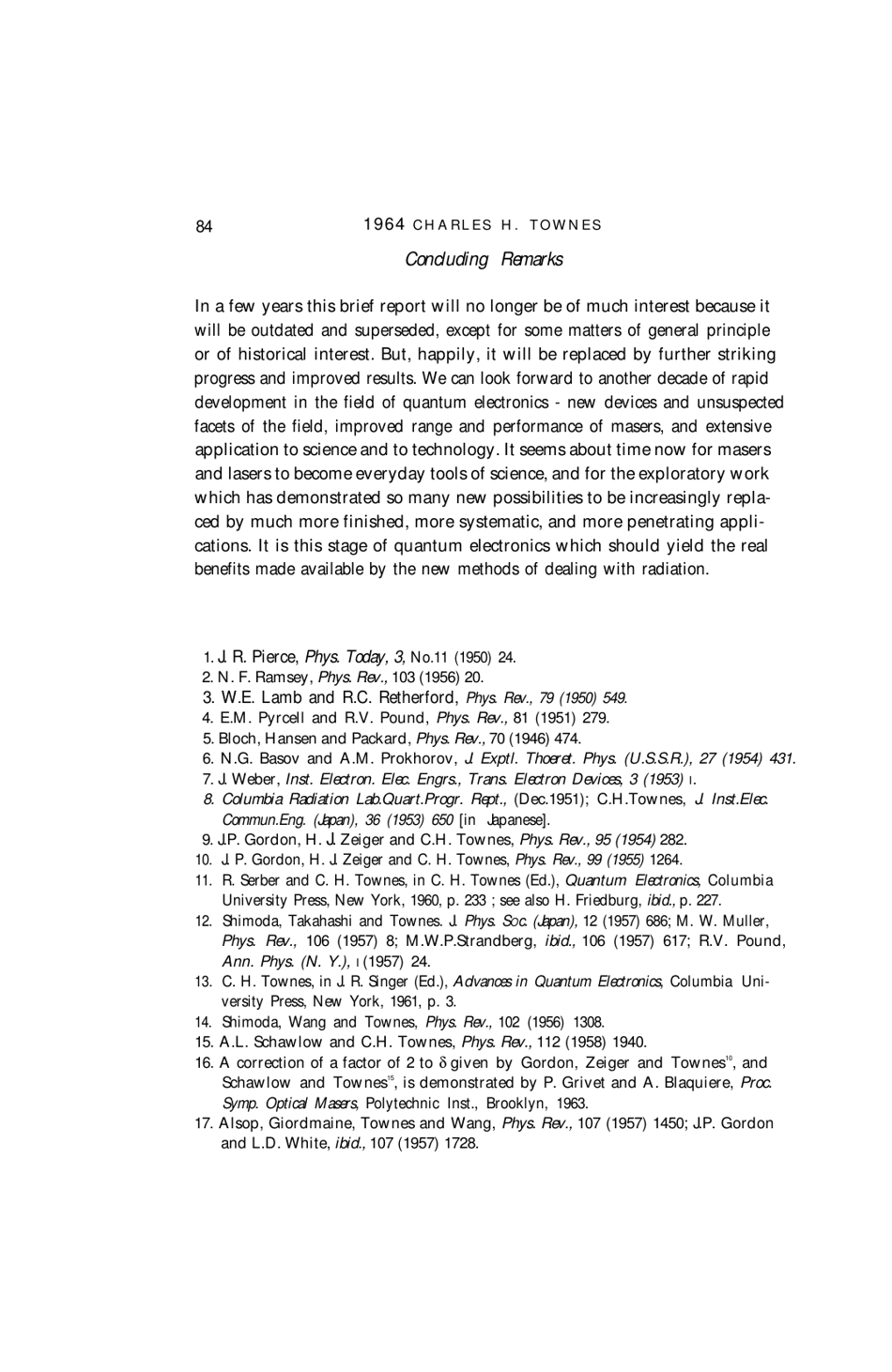Production of Coherent Radiation by Atoms and Molecules - Charles H. Townes, Nobel Lecture, Page 27