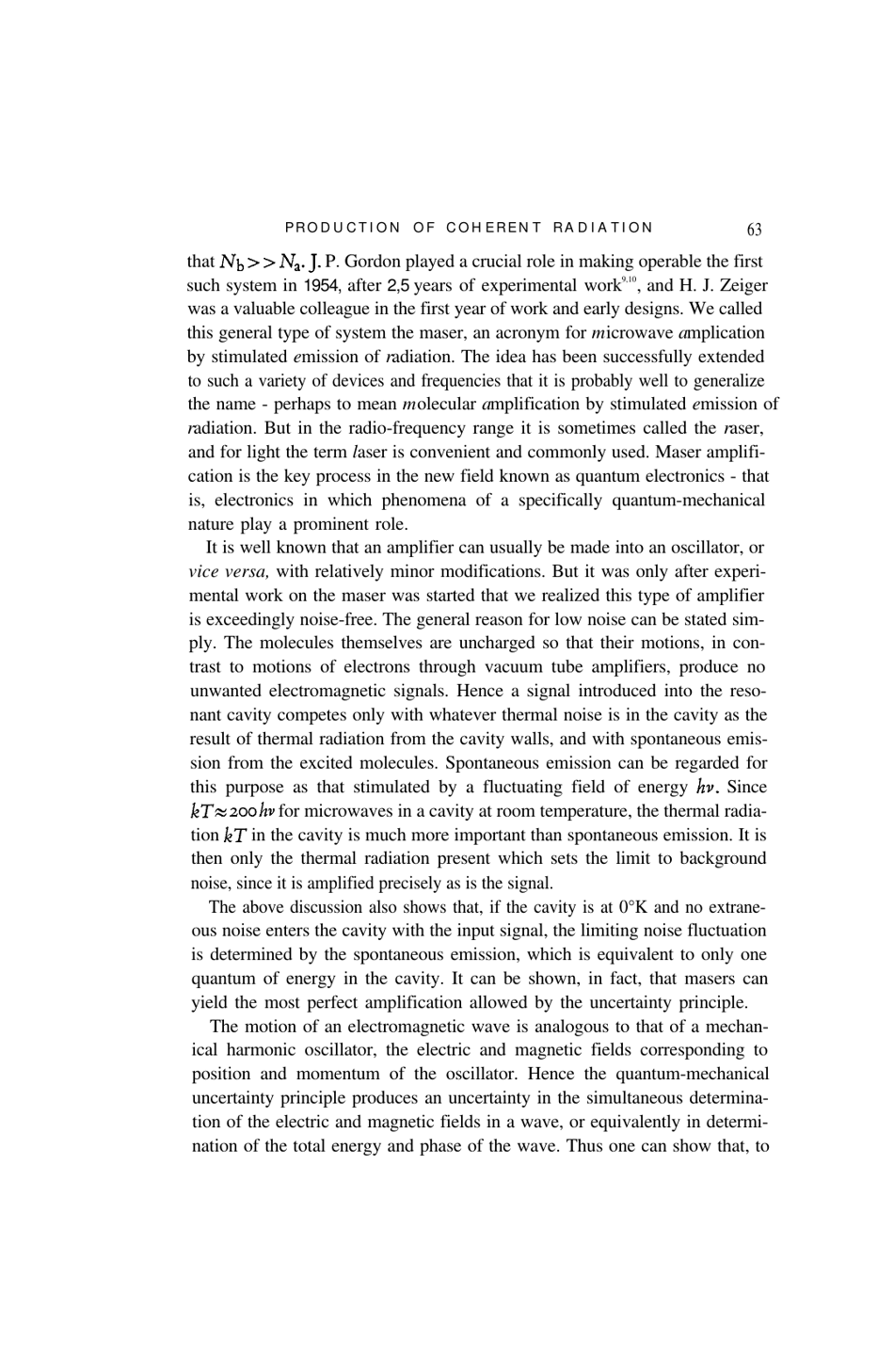 Production of Coherent Radiation by Atoms and Molecules - Charles H. Townes, Nobel Lecture, Page 6