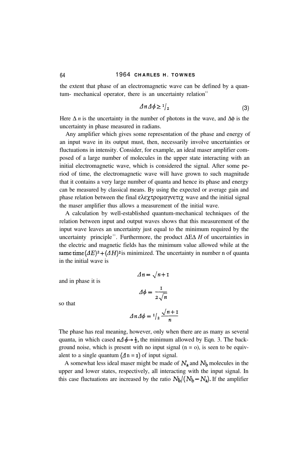 Production of Coherent Radiation by Atoms and Molecules - Charles H. Townes, Nobel Lecture, Page 7