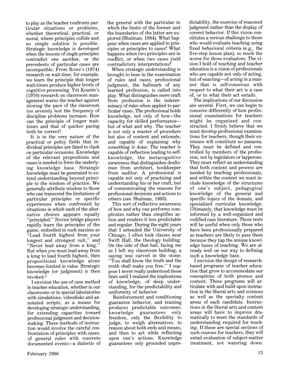 Those Who Understand: Knowledge Growth in Teaching - Lee S. Shulman, American Educational Research Association, Page 11