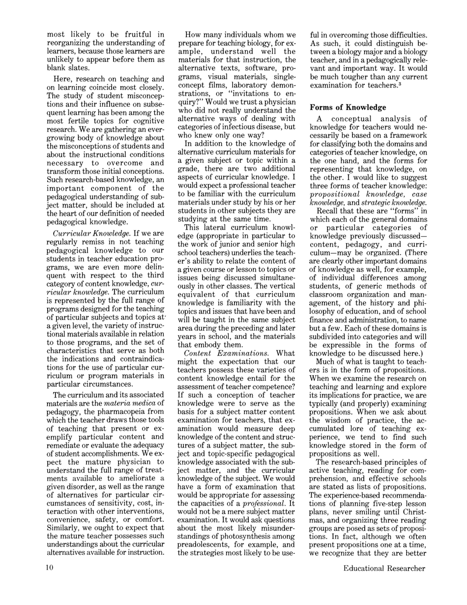 Those Who Understand: Knowledge Growth in Teaching - Lee S. Shulman, American Educational Research Association, Page 8