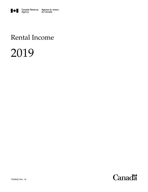 Form T4036 Rental Income - Canada, 2019
