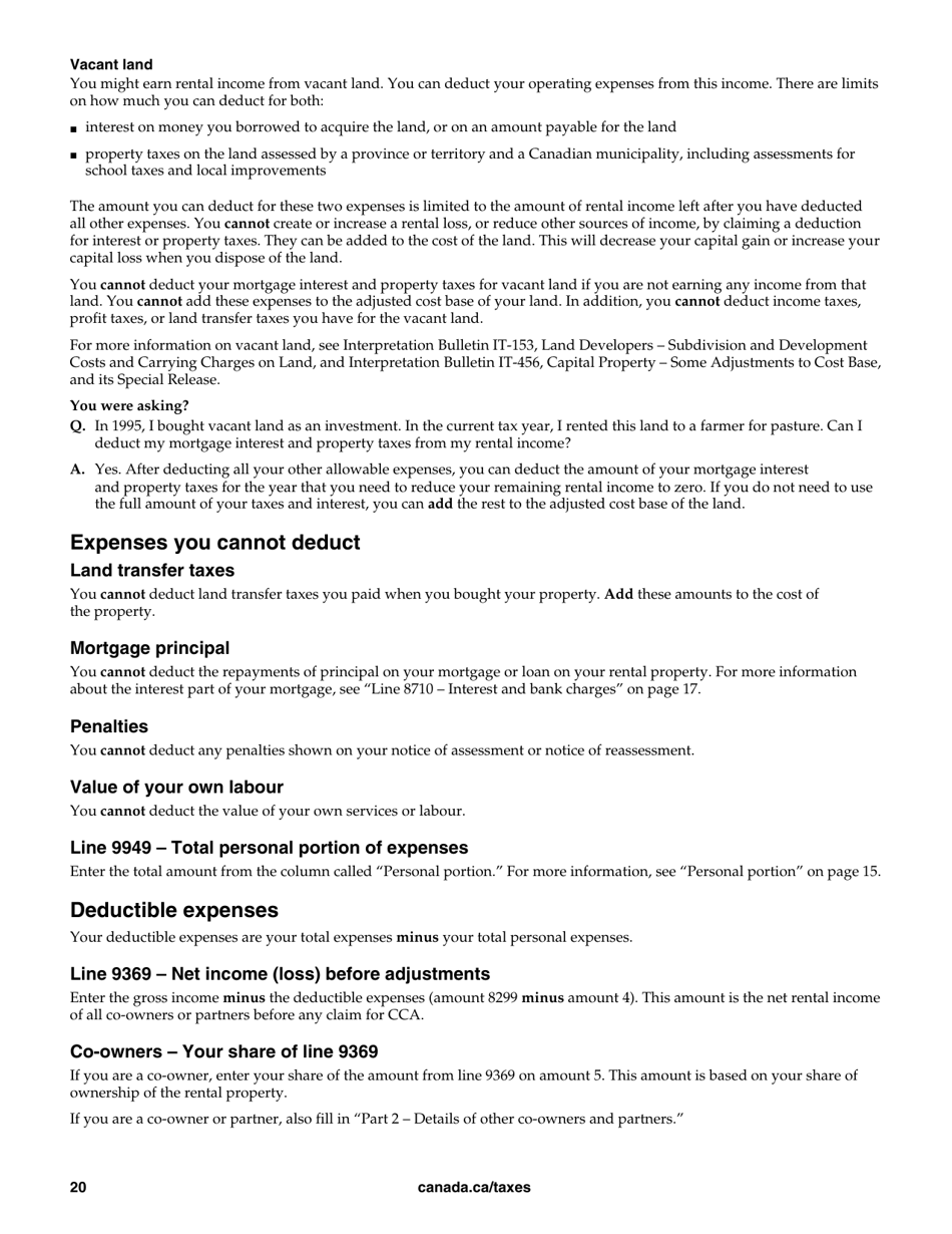 Form T4036 Rental Income - Canada, Page 20