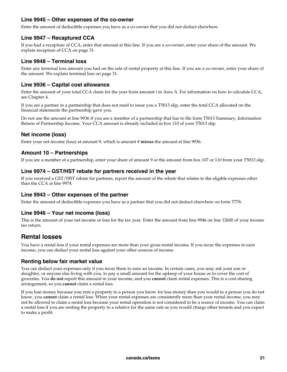 Form T4036 Rental Income - Canada, Page 21