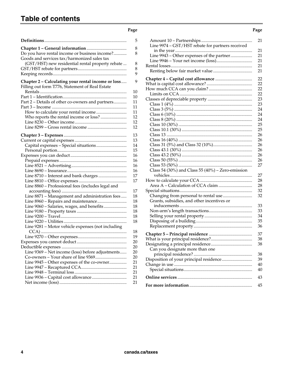Form T4036 Rental Income - Canada, Page 4