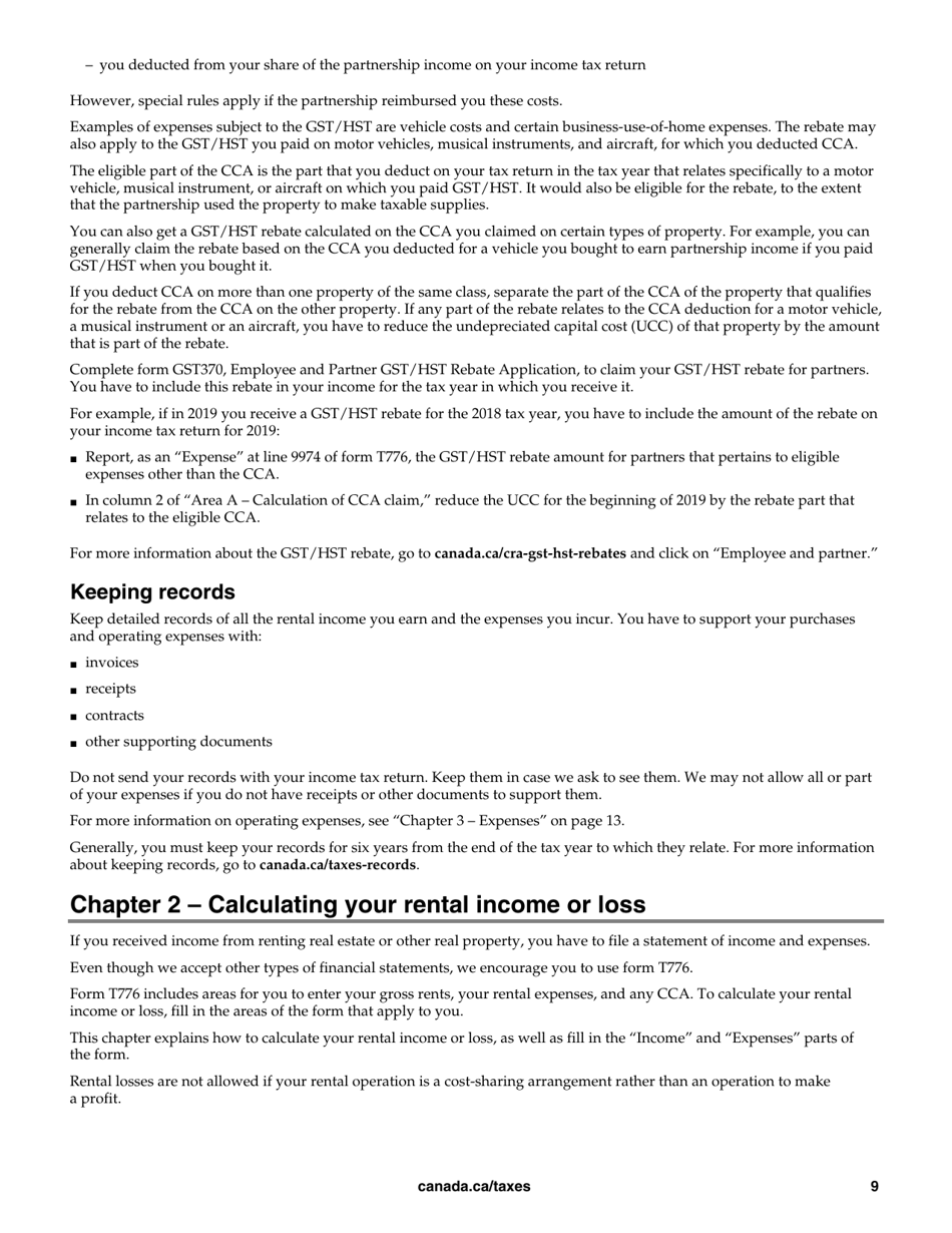 Form T4036 Rental Income - Canada, Page 9