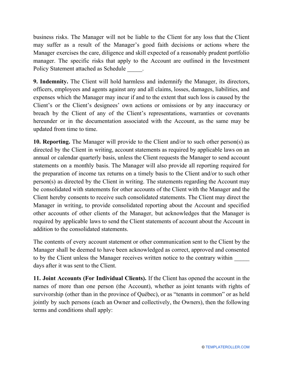 Investment Management Agreement Template, Page 4