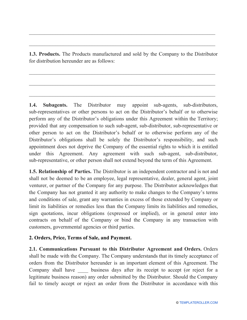 Distribution Agreement Template, Page 2