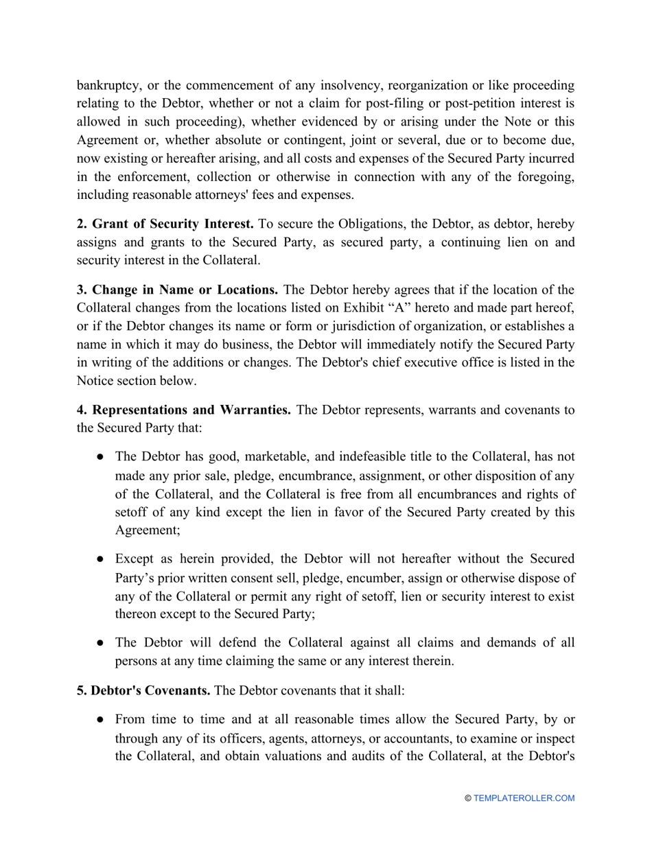 Security Agreement Template, Page 2