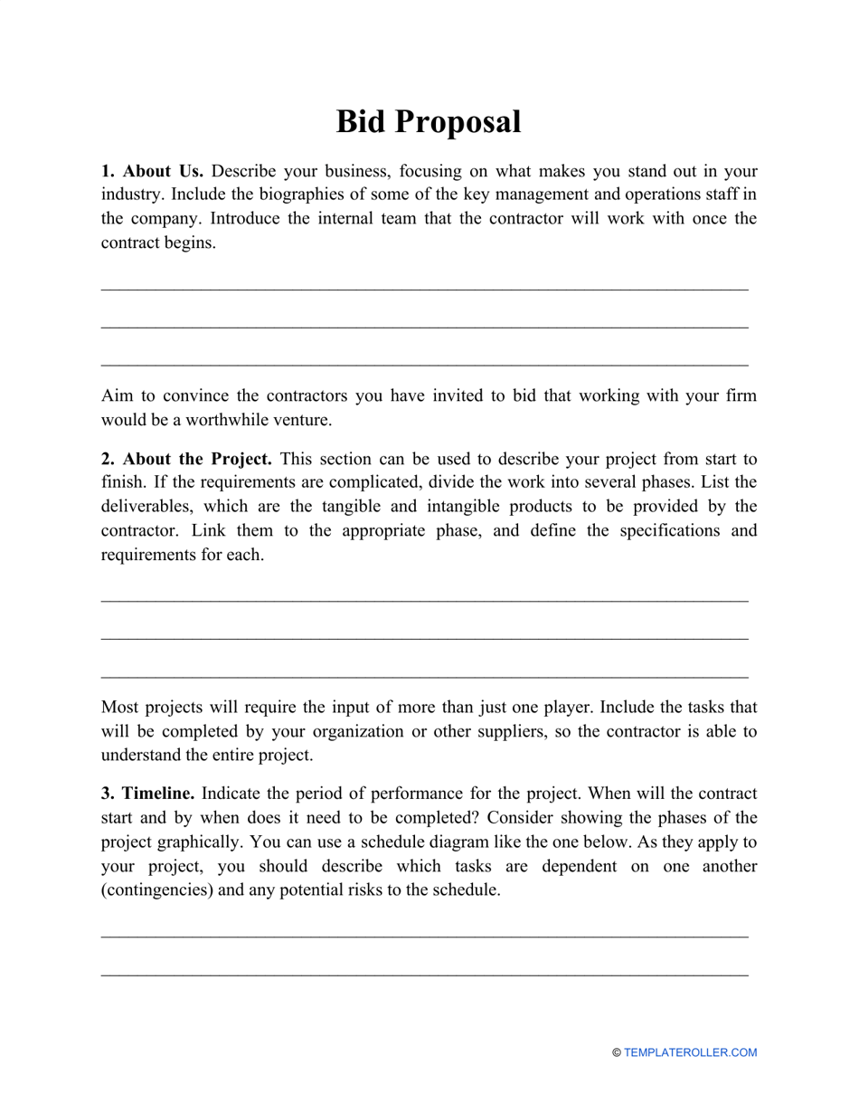 Bid Proposal Template, Page 1