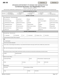 Form AR-1R Combined Business Tax Registration Form - Arkansas