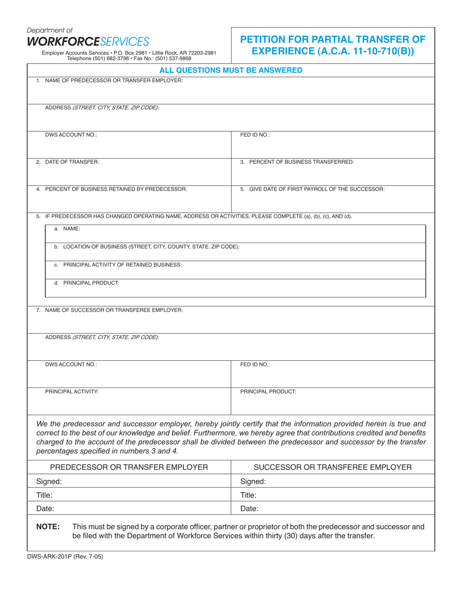 Form DWS-ARK-201P - Fill Out, Sign Online And Download Printable PDF ...