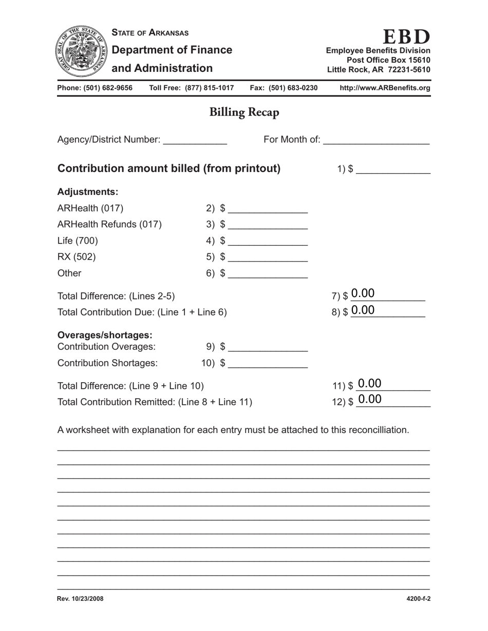 Arkansas Billing Recap Fill Out, Sign Online and Download PDF Templateroller