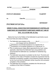 Order to Seal Conviction for Possession of Controlled Substance or Counterfeit Substance Under Act 1460 of 2013; a.c.a.16-90-1401, Et. Seq. - Arkansas